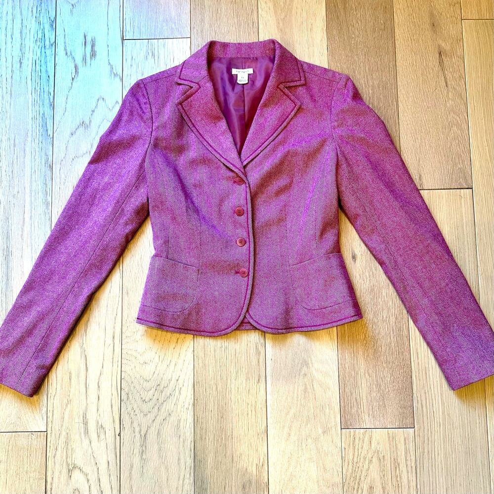 Halogen Pink Herringbone Wool Blazer – Women’s Size XS